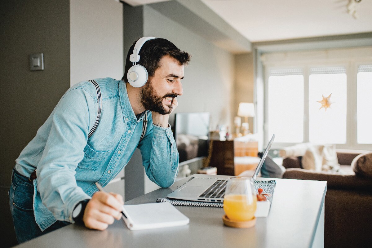 Guy attending virtual conference